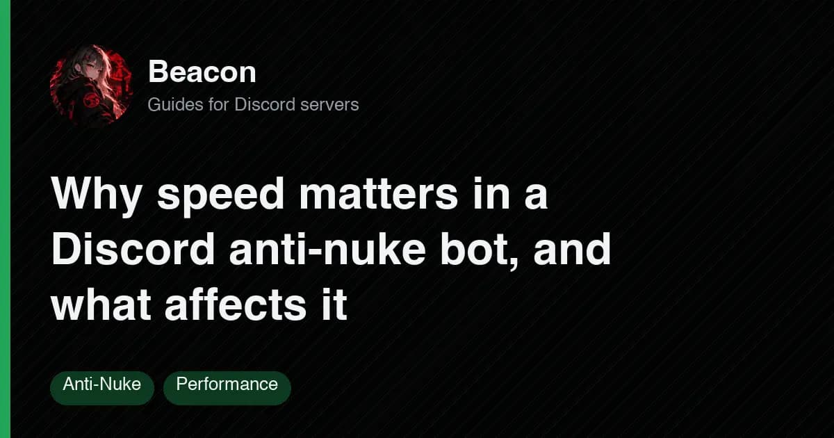 Title card for the article about speed in a Discord anti-nuke bot